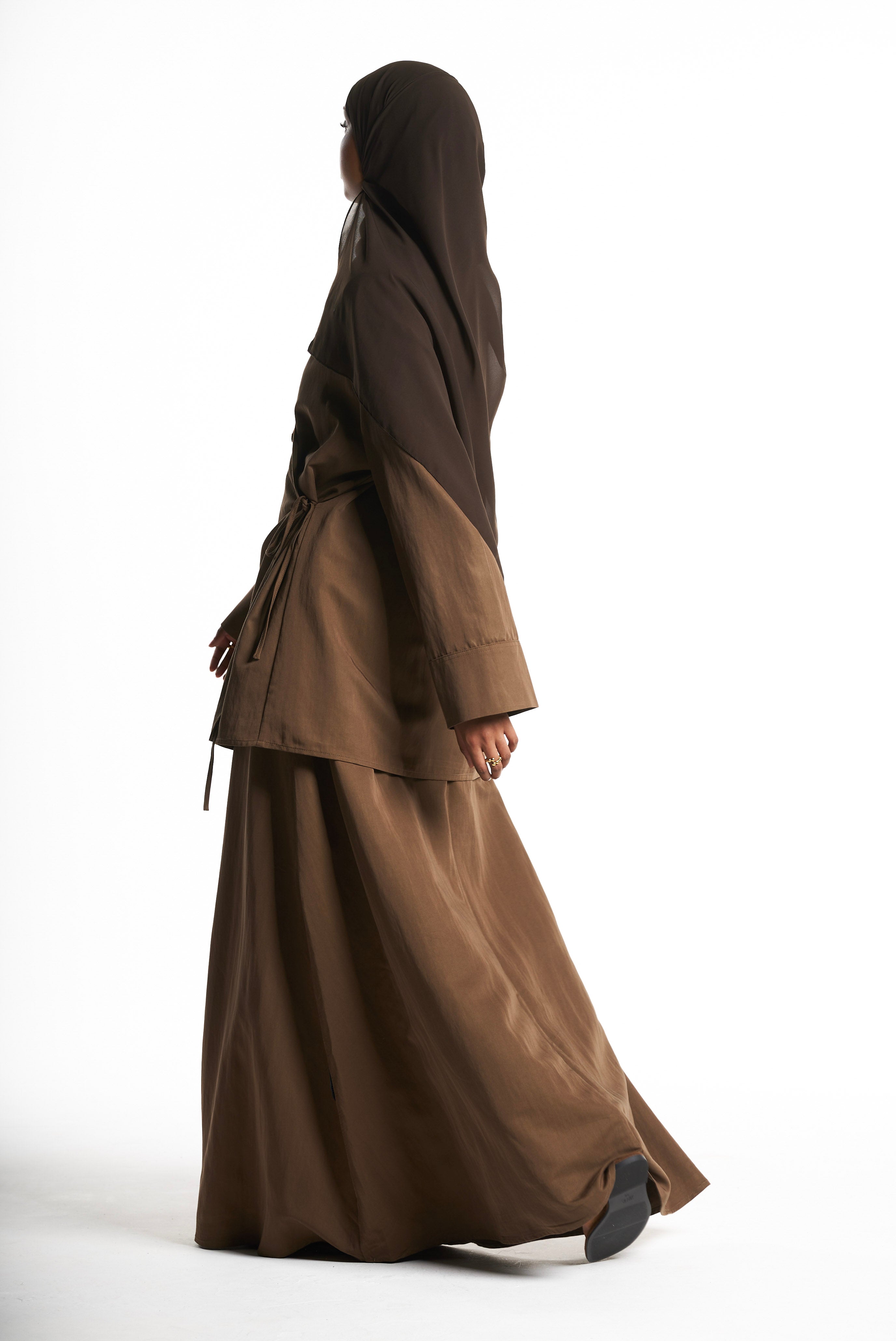 Olive Kimono Set With Tie Detail