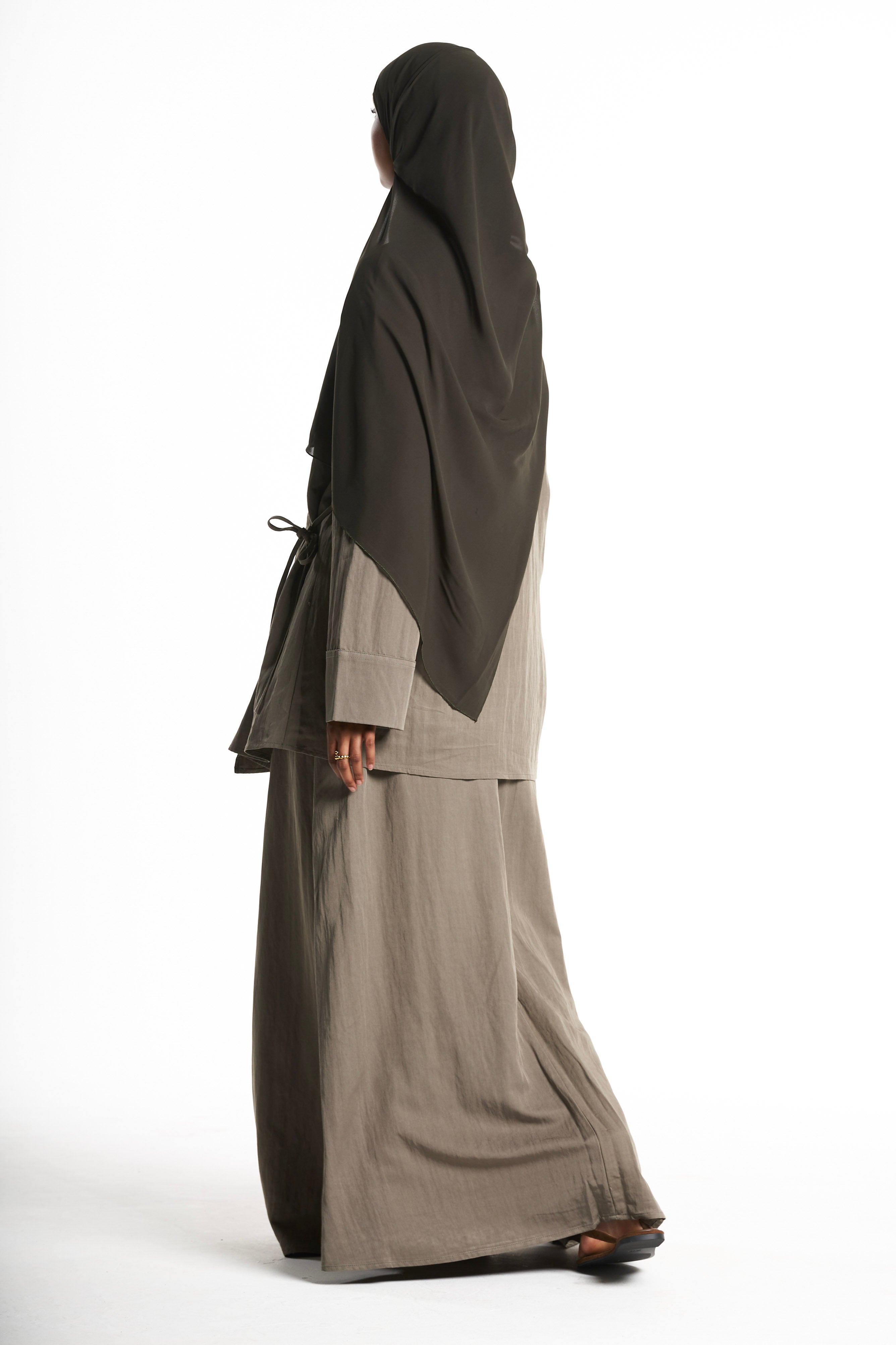 Sage Green Kimono Set With Tie Detail