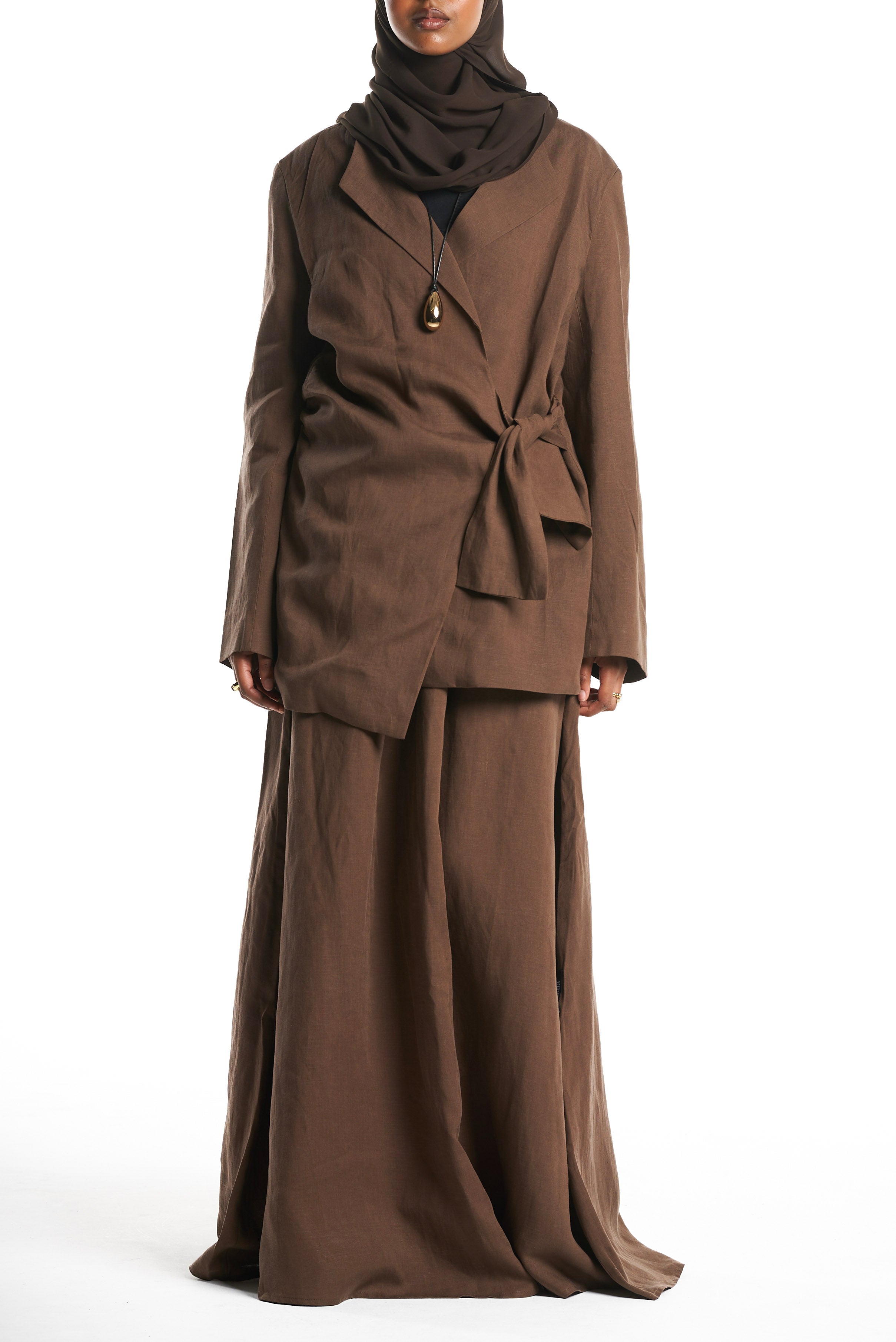 Brown Tailored Wrap Top